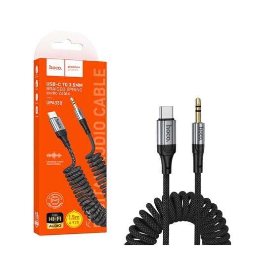 Cabo Conversor de Áudio Hoco Spring UPA33B Tipo C para 3,5mm 1,5m Preto